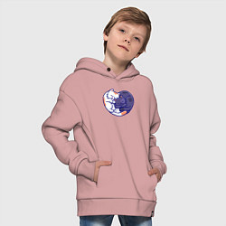 Толстовка оверсайз детская Сердечные котики, цвет: пыльно-розовый — фото 2