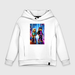 Толстовка оверсайз детская Minecraft - characters neon glow, цвет: белый