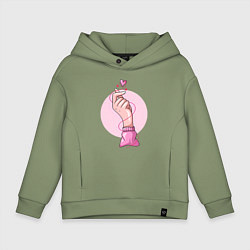 Толстовка оверсайз детская Сердечко, цвет: авокадо