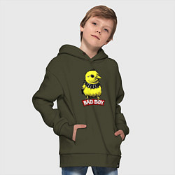 Толстовка оверсайз детская Bad boy chicken, цвет: хаки — фото 2