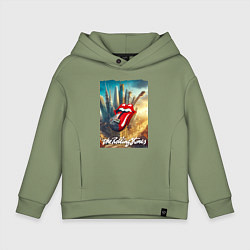 Толстовка оверсайз детская Rolling Stones - logo-guitar, цвет: авокадо