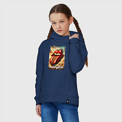 Толстовка оверсайз детская Rolling Stones - logo transformation, цвет: тёмно-синий — фото 2