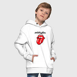Толстовка оверсайз детская Rolling Stones - logo, цвет: белый — фото 2