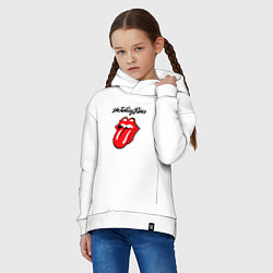 Толстовка оверсайз детская Rolling Stones - logo, цвет: белый — фото 2