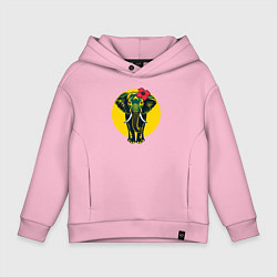 Толстовка оверсайз детская Слон и цветок, цвет: светло-розовый