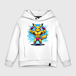 Толстовка оверсайз детская Big Pikachu, цвет: белый