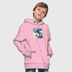 Толстовка оверсайз детская Tralalera tralala - shark - brainrot meme, цвет: светло-розовый — фото 2
