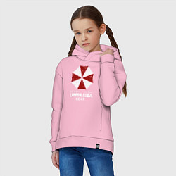Толстовка оверсайз детская Umbrella corporation logo, цвет: светло-розовый — фото 2