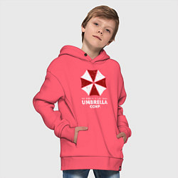 Толстовка оверсайз детская Umbrella corporation logo, цвет: коралловый — фото 2