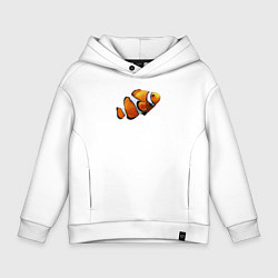 Толстовка оверсайз детская Рыбка попугай, цвет: белый