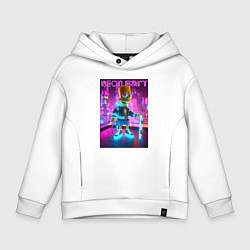 Толстовка оверсайз детская Neon Bart - with skateboard ai art fantasy, цвет: белый