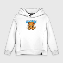 Толстовка оверсайз детская Обиженный плюшевый мишка, цвет: белый