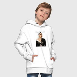 Толстовка оверсайз детская Билли Айлиш в черном костюме, цвет: белый — фото 2