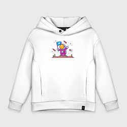 Толстовка оверсайз детская Космонавт и астероиды, цвет: белый