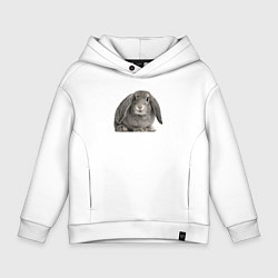 Толстовка оверсайз детская Серый пушистый кролик, цвет: белый