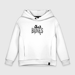Толстовка оверсайз детская Bones лого из дыма, цвет: белый