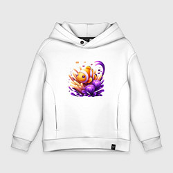 Толстовка оверсайз детская Рыбка клоун среди водорослей, цвет: белый
