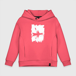 Толстовка оверсайз детская Каякинг белый штрих, цвет: коралловый
