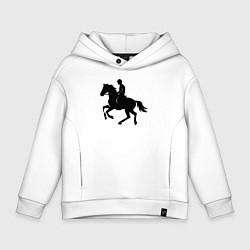 Толстовка оверсайз детская Спортивный всадник на коне, цвет: белый