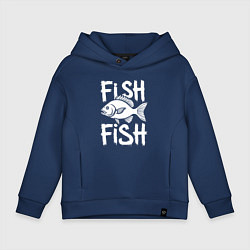 Детское худи оверсайз Рыба с надписью на английском