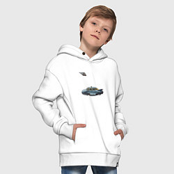 Толстовка оверсайз детская Летающее такси ретрофутуризм стримлайн, цвет: белый — фото 2