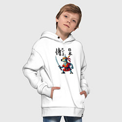 Толстовка оверсайз детская Bender bending robot with katana - samurai, цвет: белый — фото 2