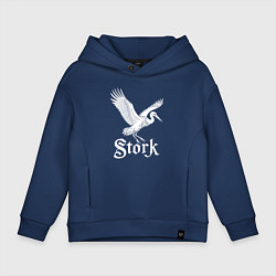 Толстовка оверсайз детская Летящий аист, цвет: тёмно-синий
