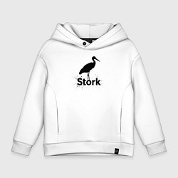 Толстовка оверсайз детская Аист черной краской, цвет: белый