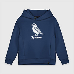 Толстовка оверсайз детская Воробей в готическом стиле, цвет: тёмно-синий