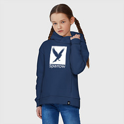 Толстовка оверсайз детская Летящий воробей, цвет: тёмно-синий — фото 2
