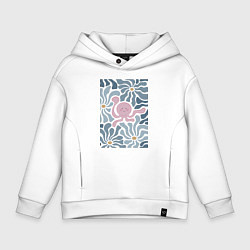 Толстовка оверсайз детская Такопи в цветах, цвет: белый