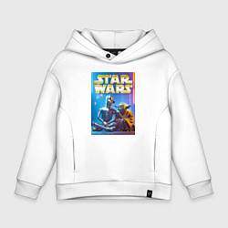 Толстовка оверсайз детская Bender and Yoda - ai art collab, цвет: белый