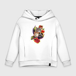 Толстовка оверсайз детская Кото-салат - мем с котами, цвет: белый
