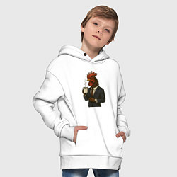 Толстовка оверсайз детская Петух бизнесмен, цвет: белый — фото 2