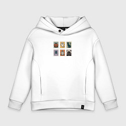 Детское худи оверсайз Символы Хэллоуина тыква привидение и черный кот