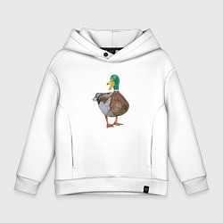 Толстовка оверсайз детская Утка селезень, цвет: белый