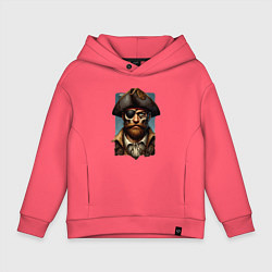 Толстовка оверсайз детская Одноглазый пират Йо-хо-хо и бутылка рома, цвет: коралловый