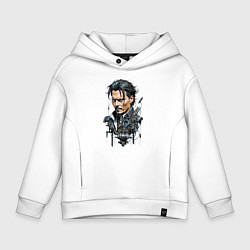 Толстовка оверсайз детская Cyborg Johnny Depp, цвет: белый