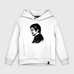 Толстовка оверсайз детская Хаяо Миядзаки в профиль, цвет: белый