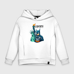 Толстовка оверсайз детская Batman and statue of Liberty - ai art fantasy, цвет: белый
