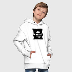Толстовка оверсайз детская Мурманск в стрит-арт стиле, цвет: белый — фото 2