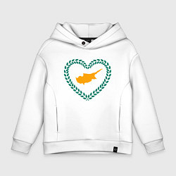 Толстовка оверсайз детская Кипр в сердце, цвет: белый