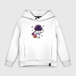 Толстовка оверсайз детская Космонавт с конфетками, цвет: белый