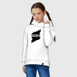 Толстовка оверсайз детская Глитч-эффект хаос в пикселях, цвет: белый — фото 2