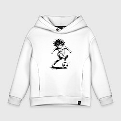 Толстовка оверсайз детская Футбольная атака аниме, цвет: белый