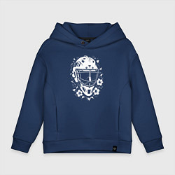 Толстовка оверсайз детская Шлем-маска в цветочном обрамлении, цвет: тёмно-синий