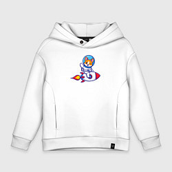 Толстовка оверсайз детская Собачка на ракете, цвет: белый