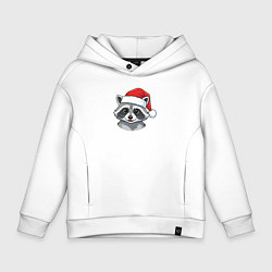 Детское худи оверсайз Новогодний портрет енота
