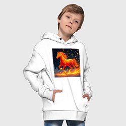 Толстовка оверсайз детская Волшебная огненная лошадь, цвет: белый — фото 2
