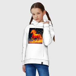 Толстовка оверсайз детская Волшебная огненная лошадь, цвет: белый — фото 2